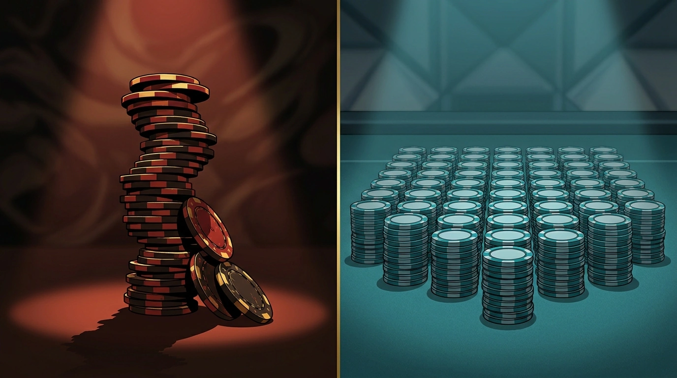 A bold single big bet (left) versus orderly small even bets (right): two fundamental approaches